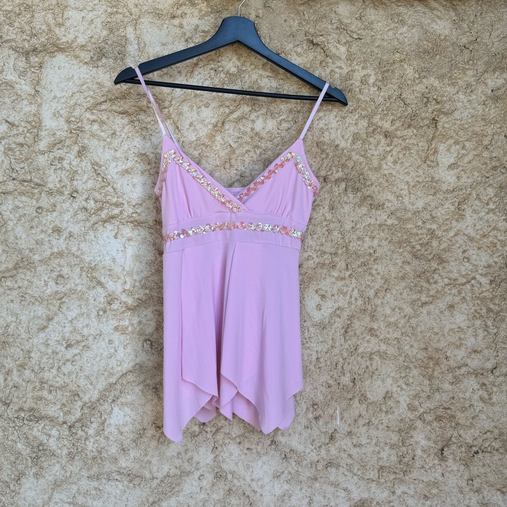 Vintage light pink baby doll top with sequin detailing